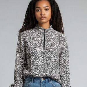 Free People Leopard Print Blouse Tan and Black Small NWOT